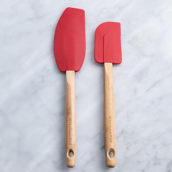 NEW Kitchen Aid 2-Piece Red Silicone Bamboo Spatula Set - Picture 4 of 5